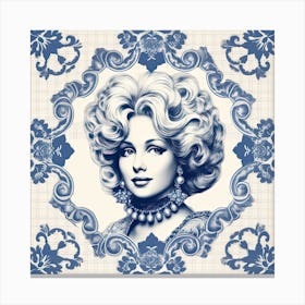 Dolly Parton Delft Tile Illustration 4 Canvas Print