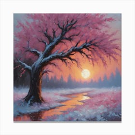 Tree In Pink Nature Canvas Print