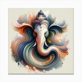 "Confluence of Divinity" - This piece captures the ethereal essence of Ganesha using a whirlwind of colors, where each stroke and shade merges to form the deity's iconic profile. The abstract approach symbolizes the blending of cosmic energies, evoking a sense of peace and introspection. This artwork is ideal for spaces that encourage reflection and calm, offering a modern twist on spiritual iconography. Canvas Print