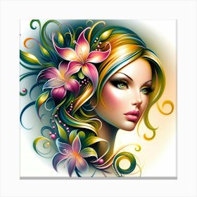 Beautiful Girl With Flowers 3 Canvas Print