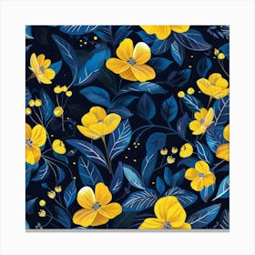 Yellow Flowers Seamless Pattern Canvas Print
