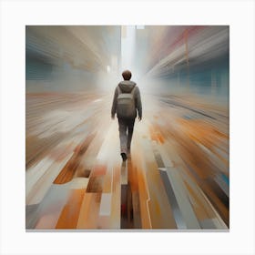 Abstract Man Walking Through A City Canvas Print