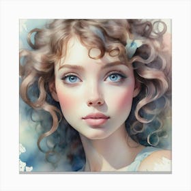 Portrait Of A Girl With Blue Eyes 4 Canvas Print