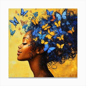 Woman With Butterflies In Her Hair 1 Canvas Print