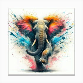 Elephant With Paint Splashes Canvas Print