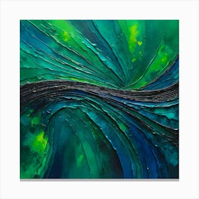 Abstract Painting Green and Blue Color 5 Canvas Print