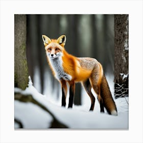 Red Fox In The Snow Canvas Print