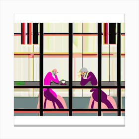 Two People At A Table Canvas Print