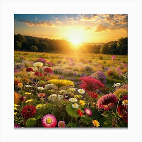 Wildflowers At Sunset Canvas Print