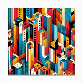 Bold Colors And Geometric Shapes Inspired By A Metropolis (2) Canvas Print