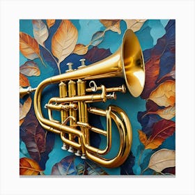 Trumpet On A Blue Background Canvas Print