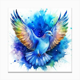 Watercolor Painting Of A Dove In Flight Canvas Print