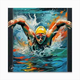 Swimmer In The Water Canvas Print