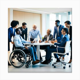 Group Of Business People In Wheelchairs Canvas Print