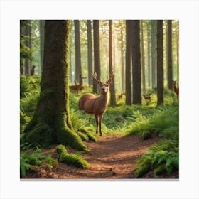 Deer in the Woods Canvas Print