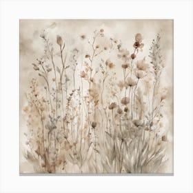  Wildflower , Neutral Muted Colours, Watercolour  Canvas Print