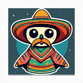 Mexican Sombrero And Pancho Sticker 2d Cute Fantasy Dreamy Vector Illustration 2d Flat Center (50) Canvas Print