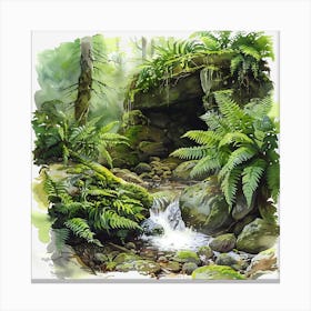 Waterfall In The Forest 1 Canvas Print