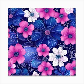 Blue Flowers Wallpaper Canvas Print