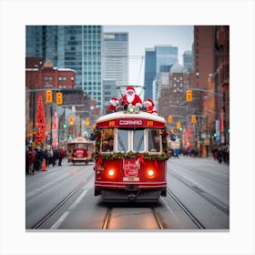 Santa Trolley In Toronto Canvas Print