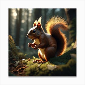 Red Squirrel In The Forest 46 Canvas Print