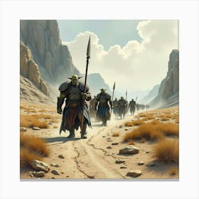 Watercolor Of Orcs Marching Across The Barren Wastelands Of Mordor 1 Canvas Print