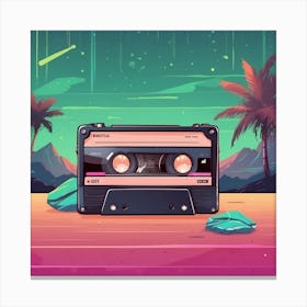 Retro Cassette Background Canvas Print