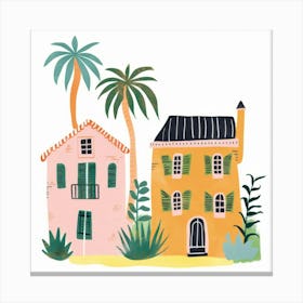 House And Palms Canvas Print