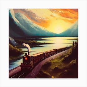 Train At Sunset Canvas Print