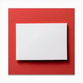Blank White Card On Red Background Canvas Print