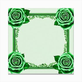 Green Roses Frame 2 Canvas Print