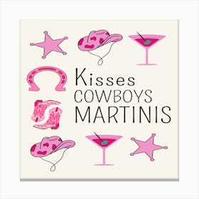 Kisses Cowboys Martinis Canvas Print