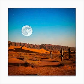 Firefly Desert Moonrise A Mystical Scene Of The Moon Rising Over The Desert Leinwandbild