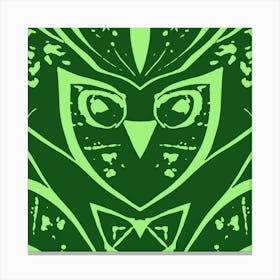 Abstract Owl Two Tone Green Canvas Print