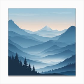 Misty mountains background in blue tone 48 Canvas Print