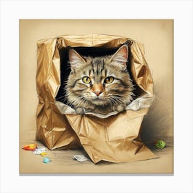 Cat In A Bag 2 Canvas Print