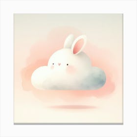 Bunny Cloud With Yellow And Pink Background Canvas Print