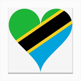 Heart Love Tanzania East Africa Heart Shaped Flag Canvas Print