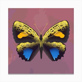 Mechanical Butterfly The Callicore Aegina On A Pink Background Canvas Print