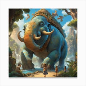 Elephant In The Jungle paintings art print Canvas Print