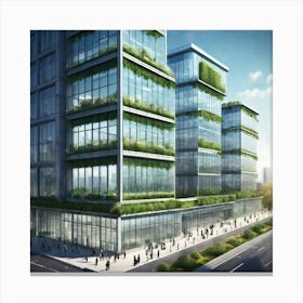 Green Office Building 1 Canvas Print