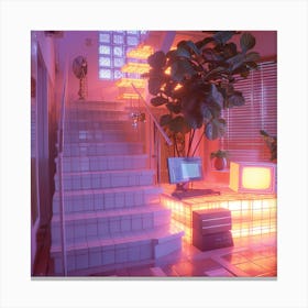 Room With Neon Lights 1 Canvas Print