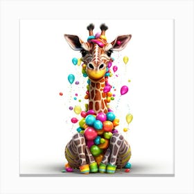 Birthday Giraffe 4 Canvas Print