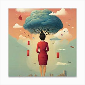 Woman With A Tree Canvas Print