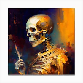 Skeleton In Flames Canvas Print