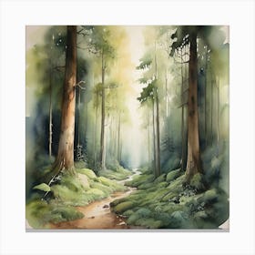 Watercolor Of A Forest 1 Canvas Print