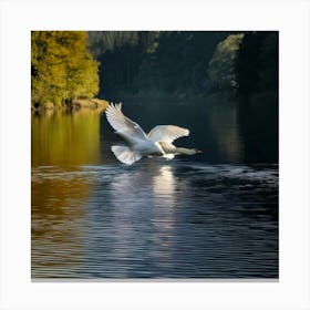 Firefly Majestic Swan Gliding Over Mystical Lake 91150 (2) Canvas Print