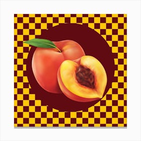 Peach On Checkered Background Canvas Print