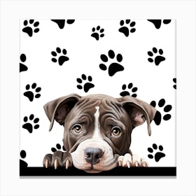 Dog With Paw Prints Canvas Print