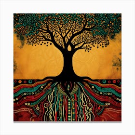 Tree In Africa With Deep Roots Black History Canvas Print